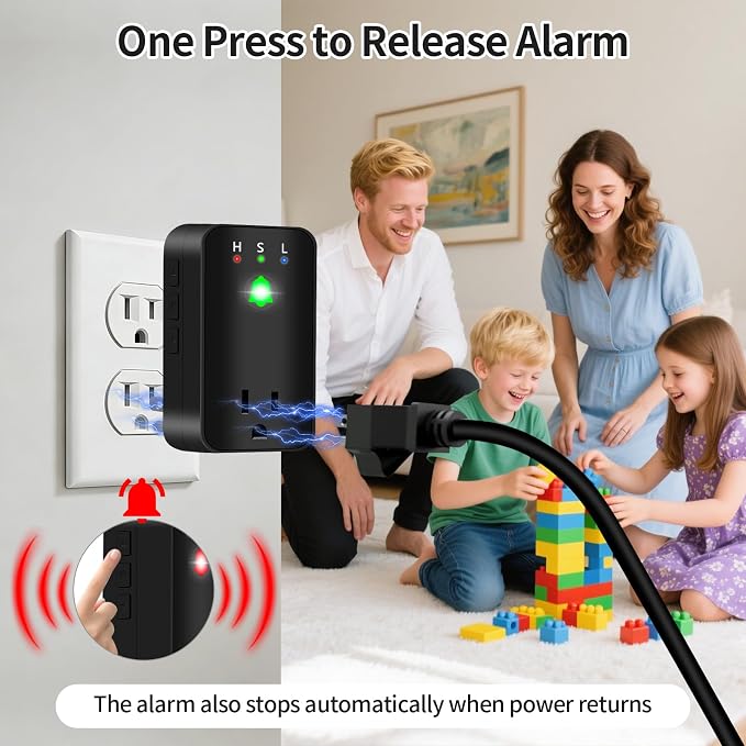 Power Failure Alarm, WiFi Power Outage Alarm with App Notifications & Voltage Detection, Outlet Power Loss Alarm with 110dB Adjustable LED Indicator, Power Monitor for GFCI Trips, Freezer, Sump Pump