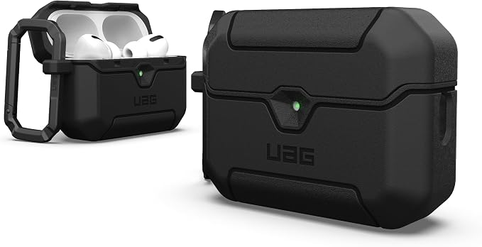 URBAN ARMOR GEAR UAG Designed for AirPods Pro 3rd Gen Case, Rugged Military Grade Drop Proof Protective Cover with Detachable Carabiner Clip & Secure Lip Closure, Scout Black
