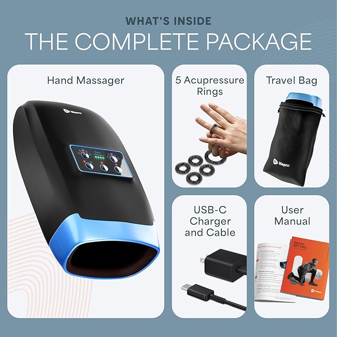 LifePro Legra Hand Massager with Heat and Compression - Finger, Wrist, and Palm Massager with Multi Massage Modes - Pressure Point Therapy for Sensitive Hands, Relaxation, and Comfort