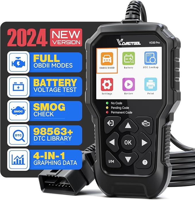 VDIAGTOOL VD30 Pro Car Code Reader with VDIAGTOOL V500 Auto Intelligent Power Circuit Probe Tester Kit