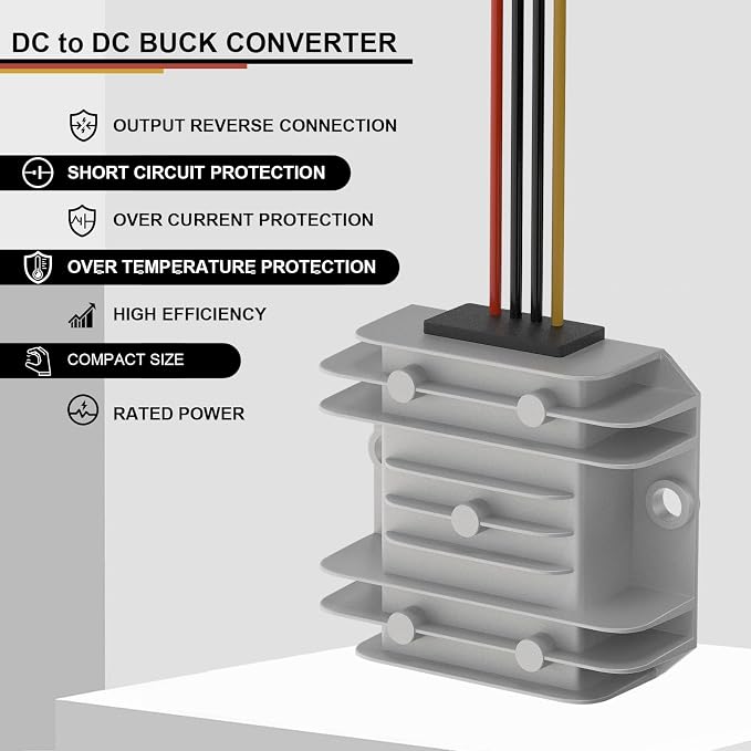 DROK IP68 Waterproof 24v to 12v Step Down Converter Pack of 2 - DC to DC Buck Converter 6A 20-90v to 12v Voltage Regulator for Camera Car RV DIY Project