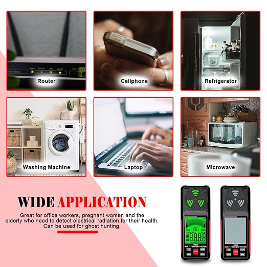 EMF Meter, 3-in-1 Portable Electromagnetic Field Radiation Detector Handheld EMF Tester for EF, RF, MF, WiFi Signal, Radio Frequency Detector Suitable for Home Office EMF Inspections Ghost Hunting