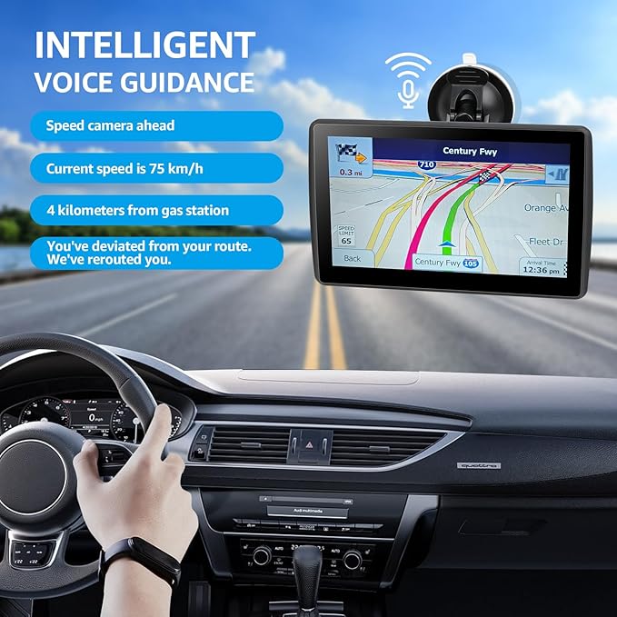 7'' GPS Navigator for Car Truck RV - 2026 North America Maps Free Lifetime Updates, Touchscreen Navigation System, Speed & Red Light Warning, Turn-by-Turn Voice Guidance, for All Cars