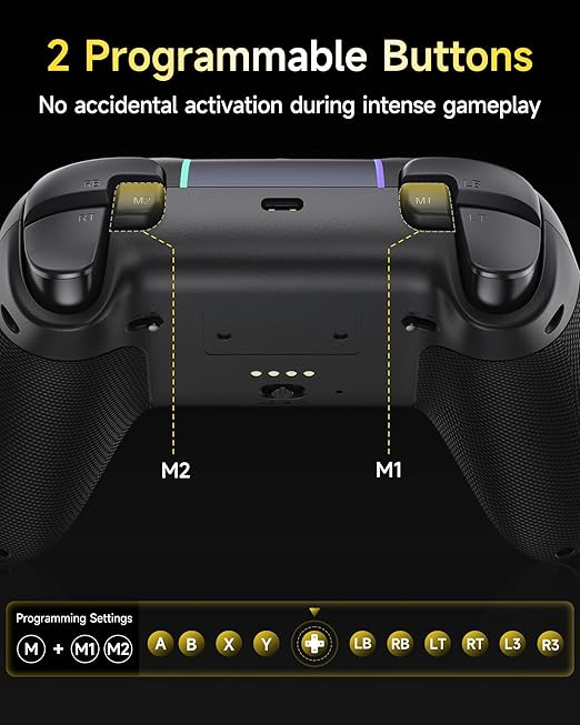 EasySMX X05Pro Wireless PC Controller – Quiet-Press Buttons, 2-Stage Impulse Triggers, 2 Programmable Buttons, Hall Joysticks, 1000mAh Battery, 1000Hz Polling Gaming Controller for PC/Switch/Android/iOS