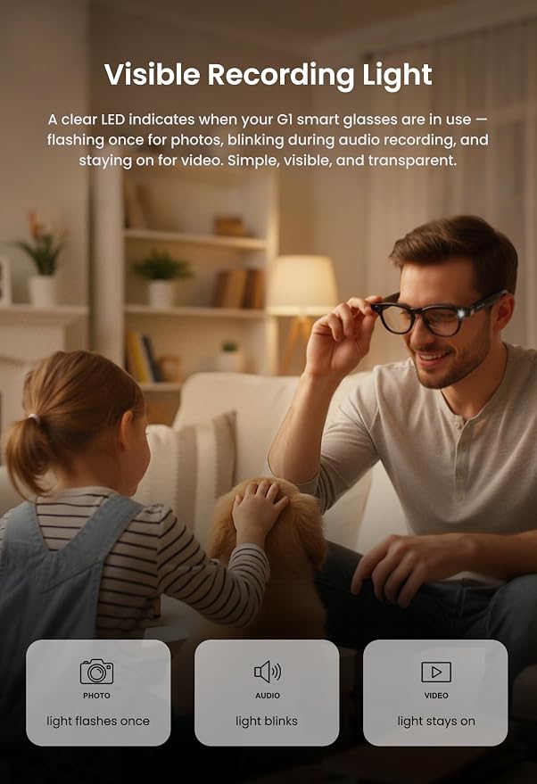 DPVR AI Smart Glasses with Camera and Bluetooth – 8MP HD Camera Glasses for Men & Women, Video Recording Glasses with Voice Assistant, 144-Language Real-Time Translation, for Travel, Work, Music, Vlog