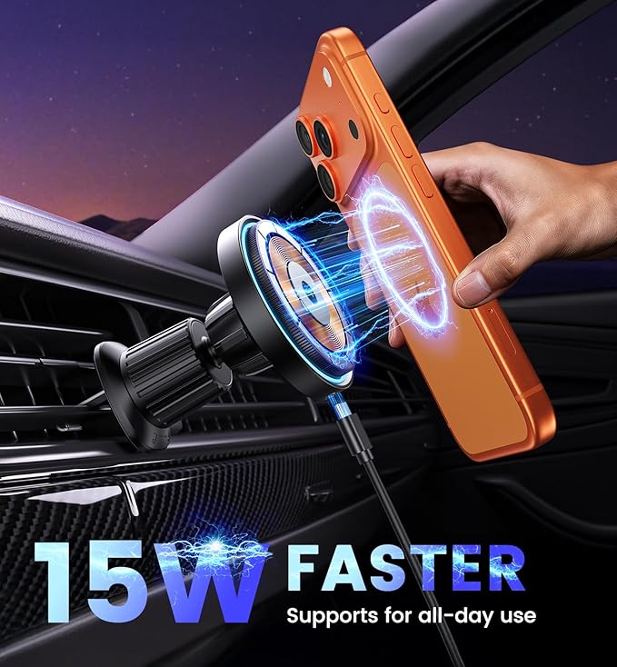 Magnetic Wireless Car Charger - Car Mount Charger for iPhone 17Pro Accessories,Magnetic Phone Holder for iPhone 16Pro Max/16e/15/14/13/12