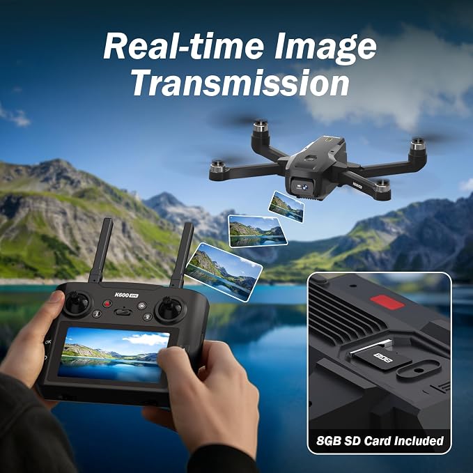 K600GPS Brushless Drones with EIS Camera for Adults Beginners Kids, Drone with 4.5'' Screen on Controller, FPV Drone with Auto Return Follow Me Mode, Drone with GPS for Adult Holiday Gifts, Under 249g