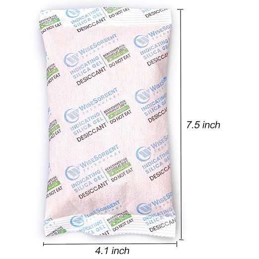 Wisesorb 200 Gram [10 Packs] Desiccant Packs, Indicating Silica Gel, Rechargeable Silica Packets, Moisture Absorbers for Storage, Humidity Absorber
