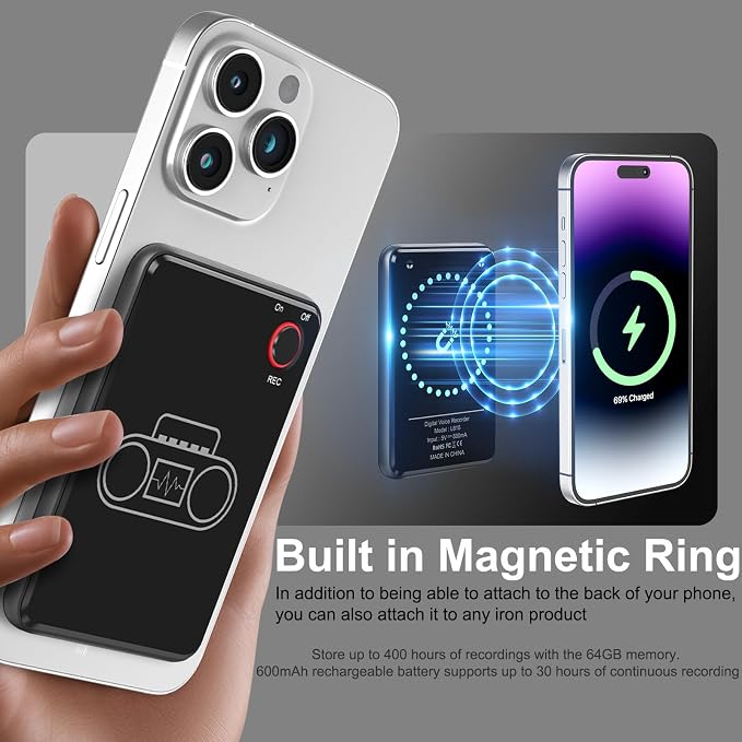 Portable AI Voice Recorder, Wireless Speech to Text Transcription Device, Smart AI Note Taking Assistant, Built-in Chat GPT, 59 Language Translator, AI Transcribe & Summarize for Meetings, Daily Calls