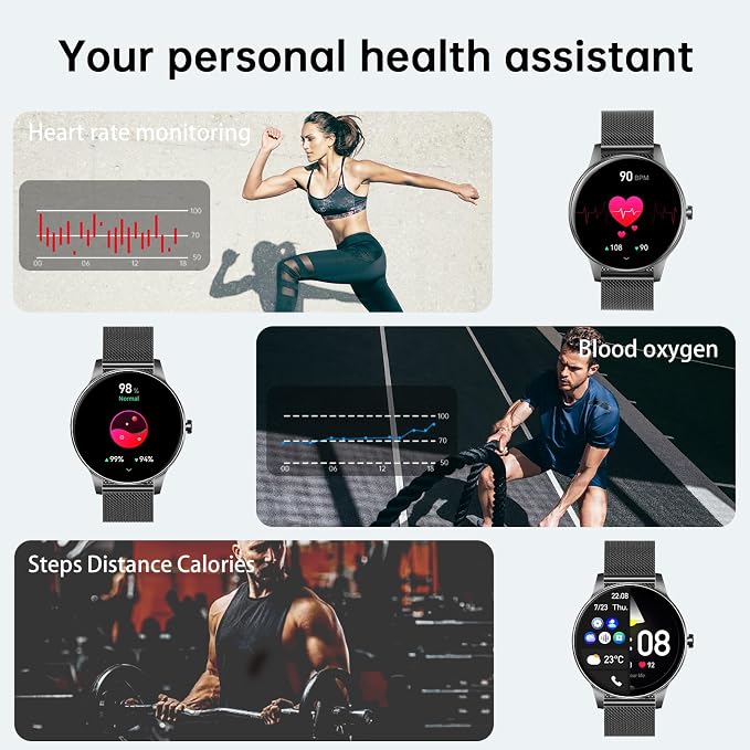 Smart Watches for Men Women(Answer/Make Calls), 1.27" HD Screen Fitness Tracker with Heart Rate/Sleep Monitor, 130+ Sport Modes IP68 Waterproof Activity Tracking, Smart watch for Android iPhone, Black