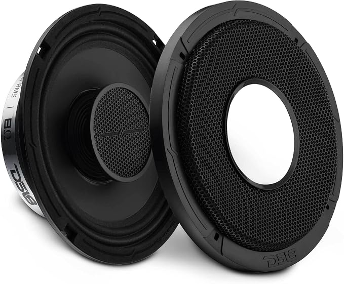 DS18 PRO-HY8MSL 8" Shallow Hybrid Mid-Range Car Audio Loudspeaker with Built-in Driver and Grill Included 400W Max 200W RMS 8 Ohms (1 Speaker)