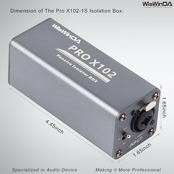 Pro X102-1S 1/4 6.35 TRS/TS/XLR Multi-Purpose Hum Eliminator Box Microphone and Audio Player Ground Loop Noise Isolator HiFi Stereo Noise Filter for Different Audio Using Systems