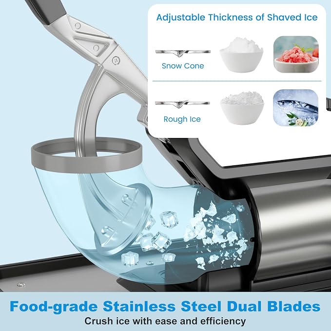 COSTWAY Electric Ice Crusher, 660 LBS/H Snow Cone Machine with Dual Blades, 300W ETL Approved Shaved Ice Machine for Home Parties, Restaurants and Bars (Black)