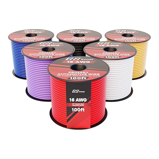 GS Power 600ft CCA 16 Gauge Wire Automotive, 100ft Spool-6 Colors, 16 AWG 12v Low Voltage, Speaker Electrical Wire Low Voltage Primary for Car Stereo Audio Trailer Harness Hookup Wiring LED Light DIY