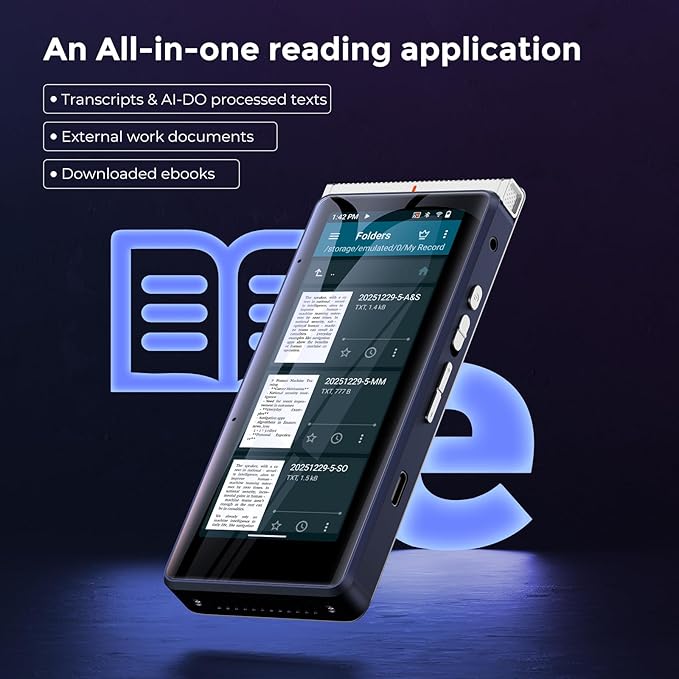 Innioasis PR1 AI Voice Recorder, Transcription & Translation with AI, 3.99 inch 64GB Smart Summarize, Offline AI Processing Note Taker for Meeting & Lectures, Translation for Business Travel, Silver