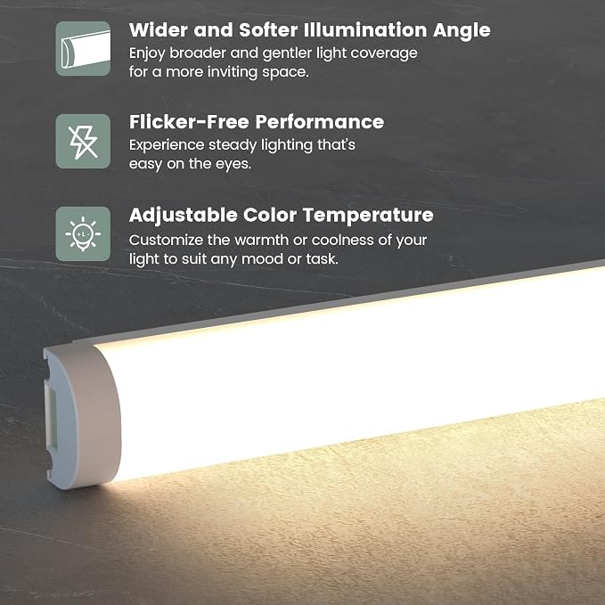 MYPLUS Linkable LED Light Bar, 2700K-7000K Tunable White Under Cabinet Lighting with App Control, Stepless Dimmable Plug-in Under Counter Lights for Kitchen, Shelf, 3 Pack