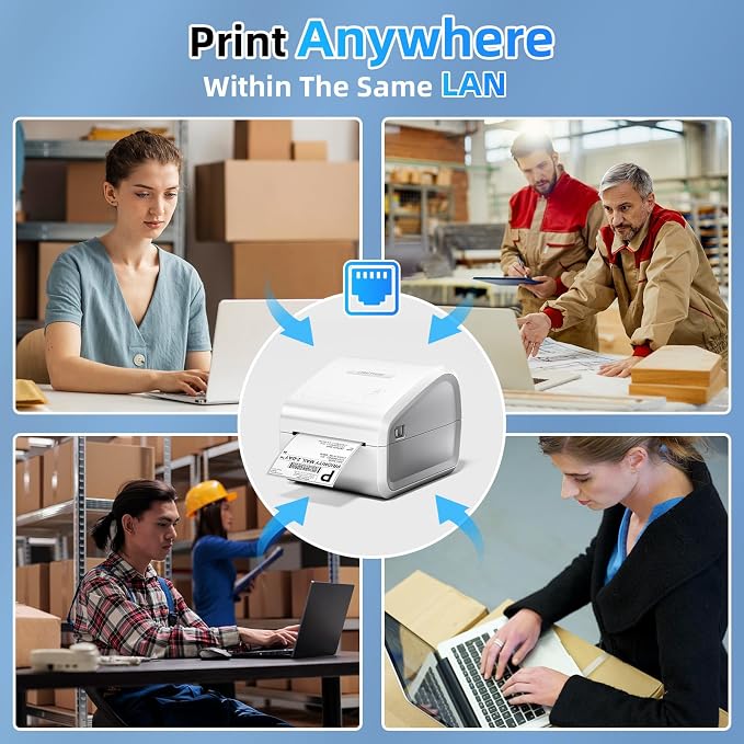D550 Pro Bluetooth Shipping Label Printer&100Pcs 4x6 Shipping Address Label,Wireless Thermal Labels Printers for Small Business,Office, Home,Support Bluetooth/Ethernet/USB