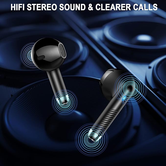 Wireless Earbuds, Bluetooth 5.4 Ear Buds LED Power Display Headphones Bass Stereo, Bluetooth Earbuds in-Ear Noise Cancelling Mic, 40H Playback Mini Case IP7 Waterproof Sports Earphones for Android iOS