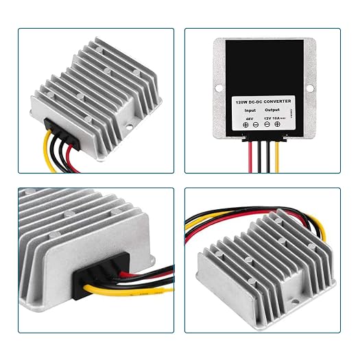 DC Voltage Reducer Converter DC 8V-40V to 12V 10A 120W Reducer Power Converter Waterproof Regulator Module Transformer for Golf Cart Club Car (8V-40V to 12V 10A Converter)