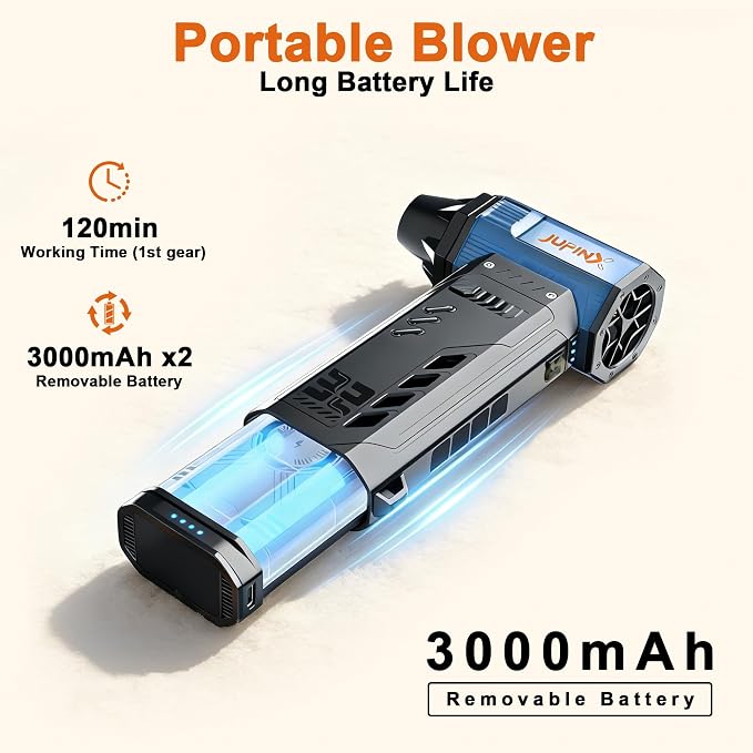 Air Duster - 250,000RPM Compressed Air Duster, Replaceable Batteries 2pcs,Long Life-mini Blower, 3-Gear Adjustable- Electeic Air Duster for Keyboard,PCs,Leaves,Car Cleaning (X301MAX)