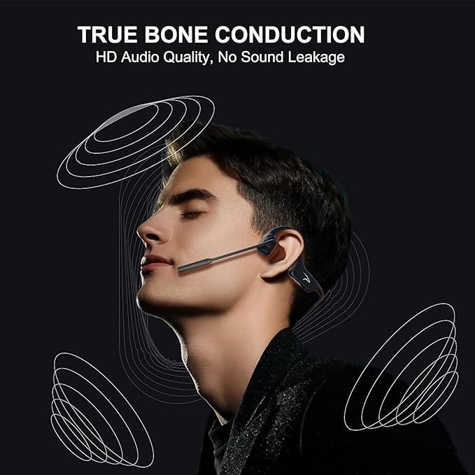 MAIRDI Open Ear Bone Conduction Headphones Bluetooth with Microphone Noise Canceling, Wireless Bluetooth Headset with Mic Boom & USB Dongle for PC Work Calls and Meetings