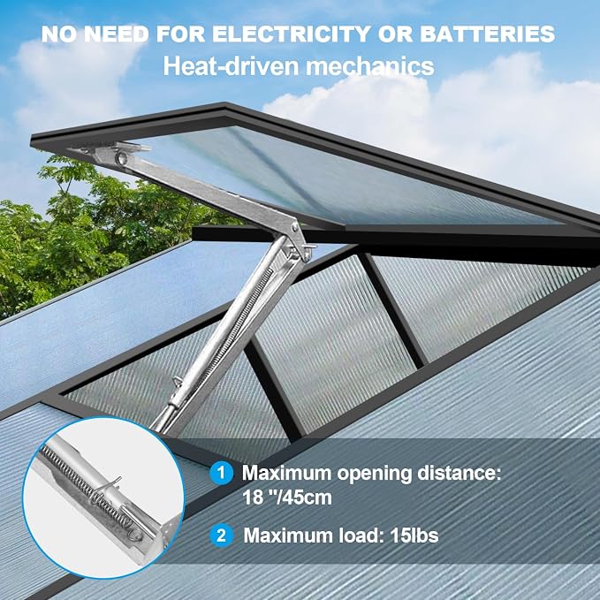 Greenhouse Vent Automatic Opener Auto Roof Vent Opener Greenhouse Window Opener Solar Heat Sensitive Auto Vent Kit for Ventilation Greenhouse Accessories Gardening Tools 1PC