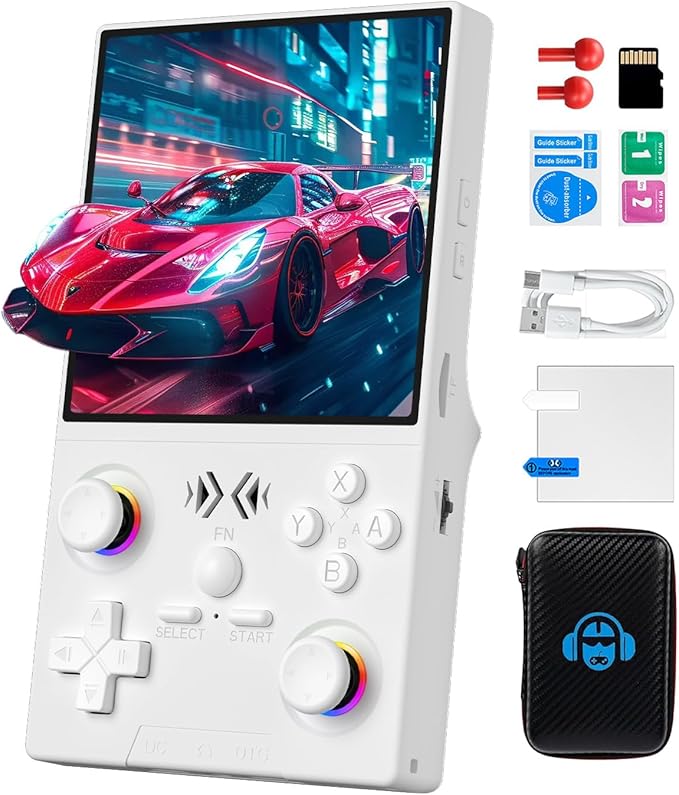 XF40V Retro Handheld Game Console, Retro Gaming Console 4.0 Inch 4K HD IPS Screen, Linux Open Source System, 18000+ Classic Games, Portable Pocket Video Gaming for Adults (64G White)