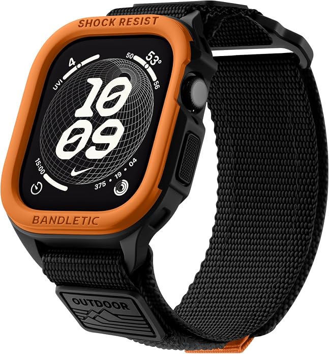 Bandletic Rugged Case with Band Compatible with Apple Watch 49mm(Ultra 3/2/1),46mm(Series 11/10), 45mm(Seriess 9/8/7),44mm(SE3/SE2/SE/6/5/4), Protective Cover Sport Accessories for iWatch Men
