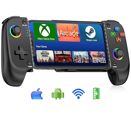 AXYBCOOL Wireless Mobile Controller for iPhone & Android - Hall Effect Joystick, No Drift - Compatible with Xbox Game Pass, Steam Link, Call of Duty, Roblox