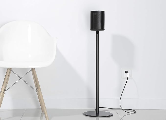 ynVISION.DESIGN Fixed Height Floor Stand Compatible with Sonos One, SL and Play:1 Speaker | 2 Pack | YN-ONE Pair (Black)