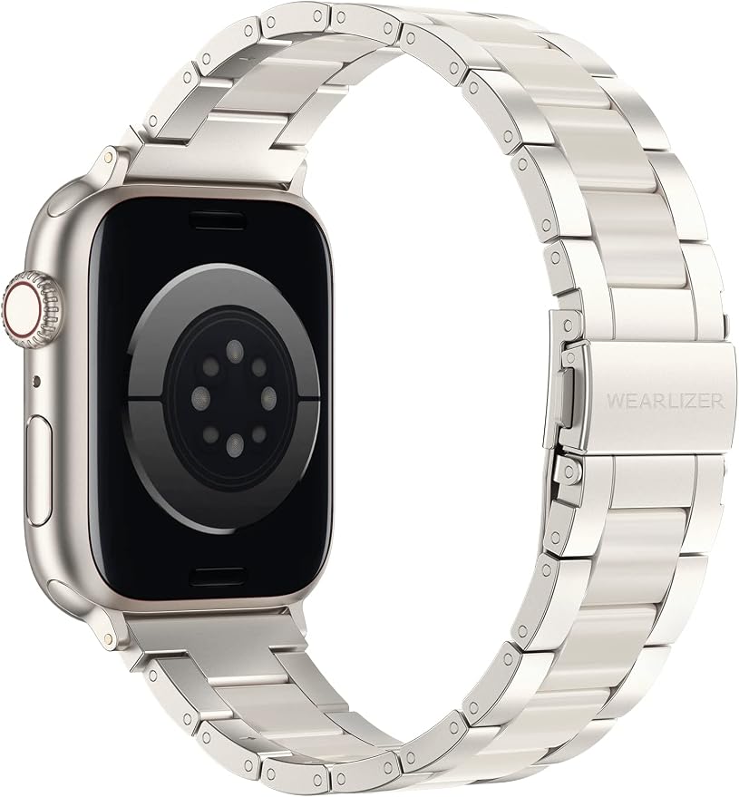 Wearlizer Starlight Resin Compatible with Apple Watch Bands 42/44/45/46/49mm Womens, Wristbands Stainless Steel Replacement Classic Strap Metal Series iWatch Series 11 10 9 8 7 6 5 4 3 SE/Ultra 3 2 1