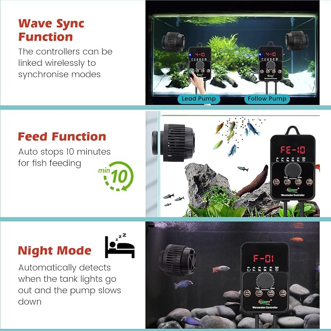 hygger Adjustable Flow Aquarium Wave Maker 24V DC Quiet Magnetic Powerhead Pump with Controller Fish Guard, 2300 GPH Fish Tank Wavemaker for 32-150 Gallon Saltwater Freshwater Aquariums