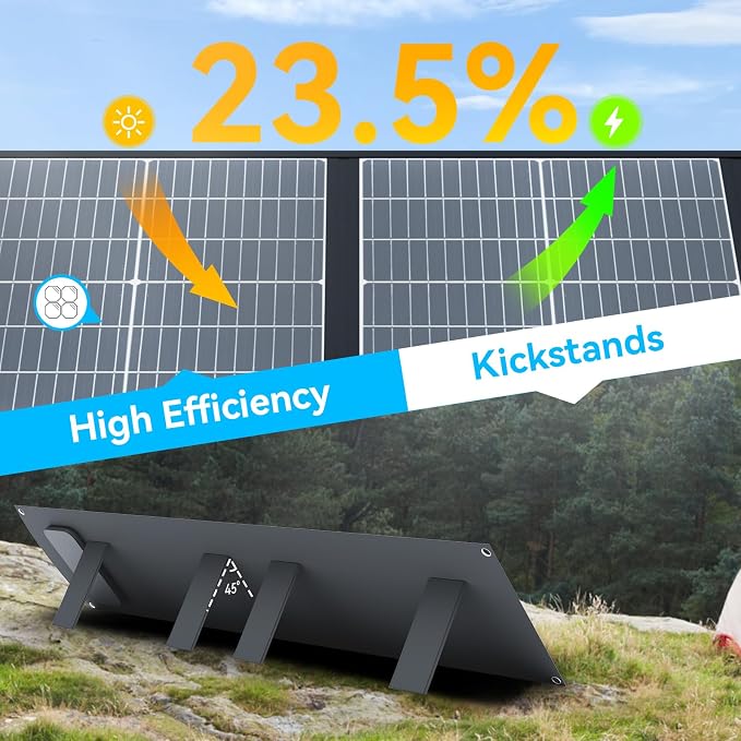 Ecosonique 200W Portable Foldable Solar Panel MC4 Output for Power Station | Lightweight, Waterproof, CPC, XT60, DC, USB-C PD3.0, USB-A QC3.0 Multi-Output for Solar Generators, RVs, Camping, Outdoor Use