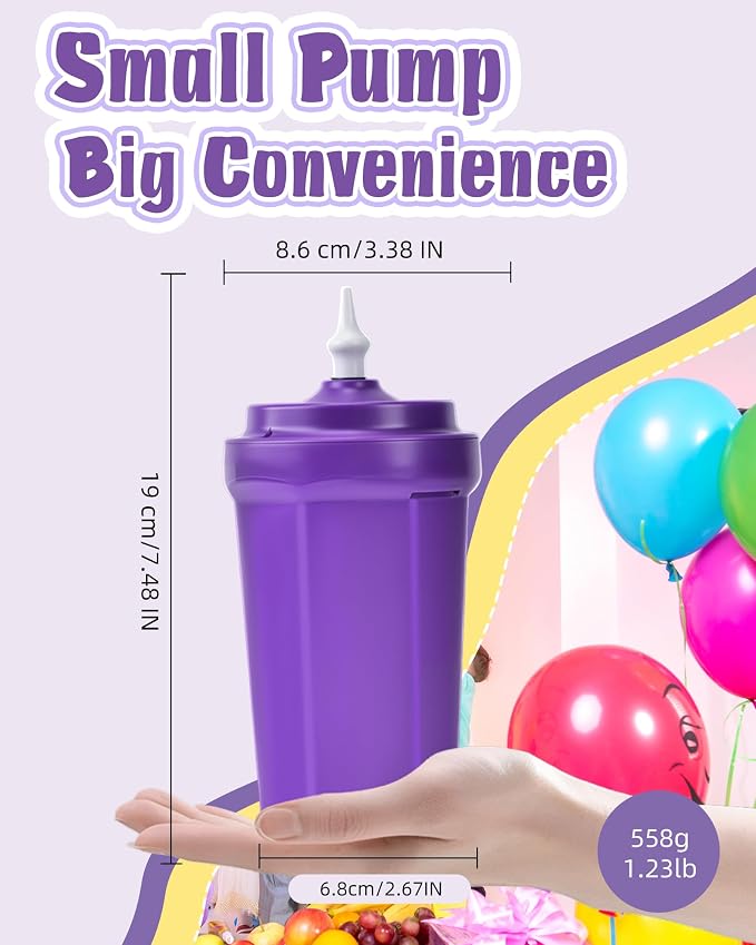 Portable Balloon Pump Electric, Rechargeable Cordless Balloon Pump Inflator for All Balloons, Latex 260q Foil Mylar Balloon Inflation, Quick-Fill Inflator& Deflator for Inflatables,Purple