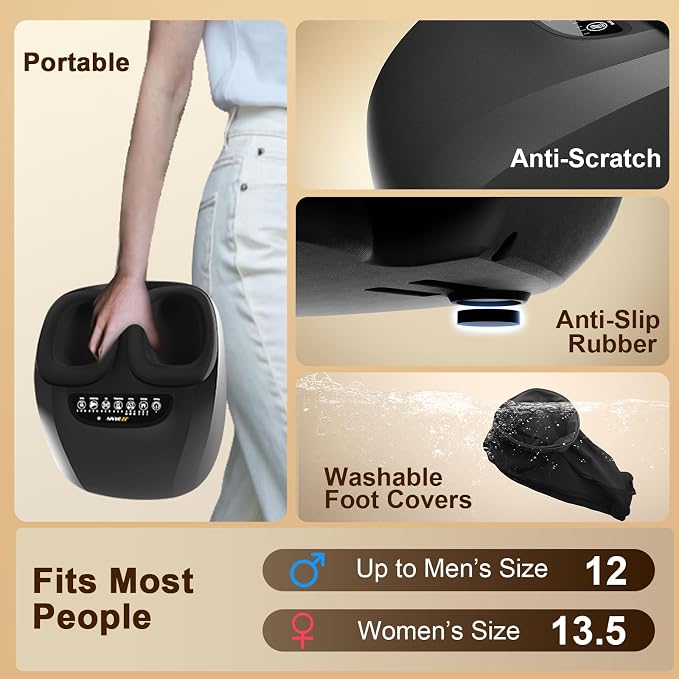JZBRAIN Foot Massager for Plantar Fasciitis & Neuropathy 2026 Upgraded | Comfortable Shiatsu Massage with Heat, Kneading, Vibration & Compression