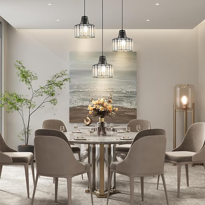 Battery Operated Pendant Lights,Rechargeable Pendant Light with Remote,Crystal LED Pendant Light Fixtures for Kitchen Island,Black Modern Hanging Lights for Bedroom,Dining Room Hallway Entryway