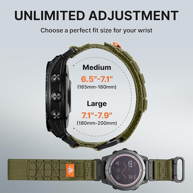 Bandletic Compatible with Garmin Instinct 2 3 Watch Bands, Rugged Tactical Nylon for Fenix 8 47mm/7/6 Pro/5 Plus, Quick Fit 22mm Strap Fit for Forerunner 970/965/955/945/Approach S70/S62/S60/Quatix