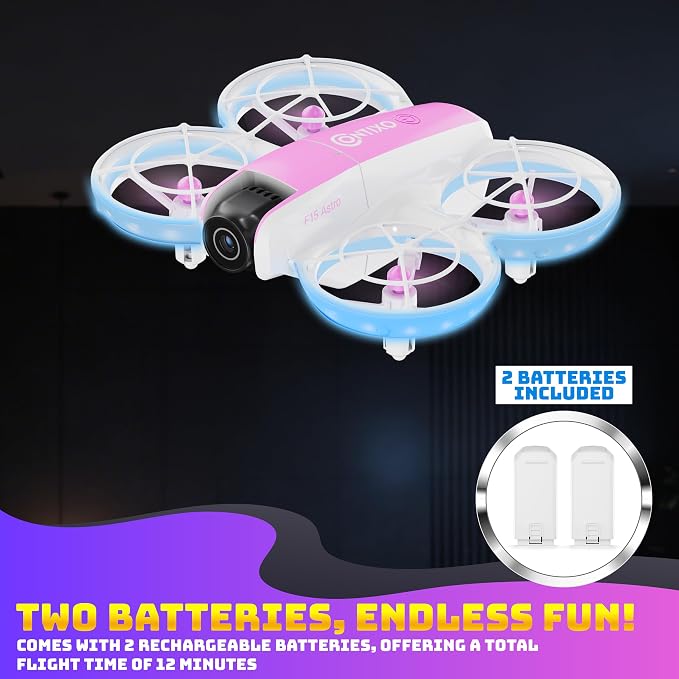 Contixo F15 Astro Mini Drone with 2.4" Screen Remote – 720P HD Dual Camera, Live Video Display, Optical Flow Hover, One-Key Takeoff/Landing, 360° Stunts, 2 Batteries, Beginner Drone for Kids & Adults
