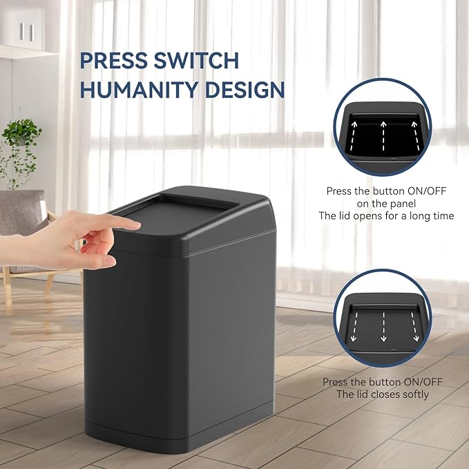 ELLO&ALLO Garbage Can Motion Sensor Trash Can 8 Gallon for Kitchen with Roll Up Lid, Automatic Touch Free High-Capacity Black Waste Bin