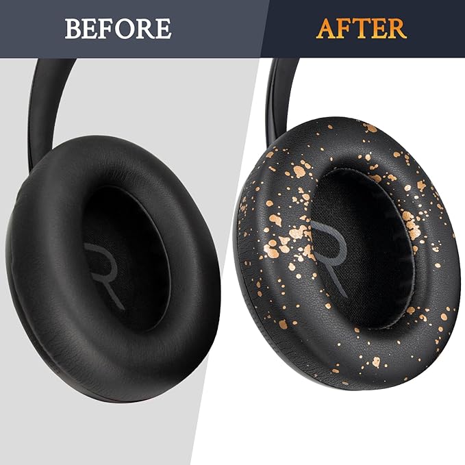 SOULWIT Protein Leather Replacement Earpads for Bose 700 (NC700) Wireless Headphones, Ear Pads Cushions with Softer Protein Leather, High-Density Noise Cancelling Foam, Added Thickness - Black Gold