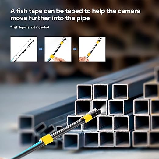 DEPSTECH 50FT Endoscope Camera with Light: Triple Lens 5" IPS Screen Sewer Inspection Camera, 1080P Industrial Borescope, Split Screen, Semi-Rigid Cable, Waterproof Drain Pipe Tool, Carrying Case