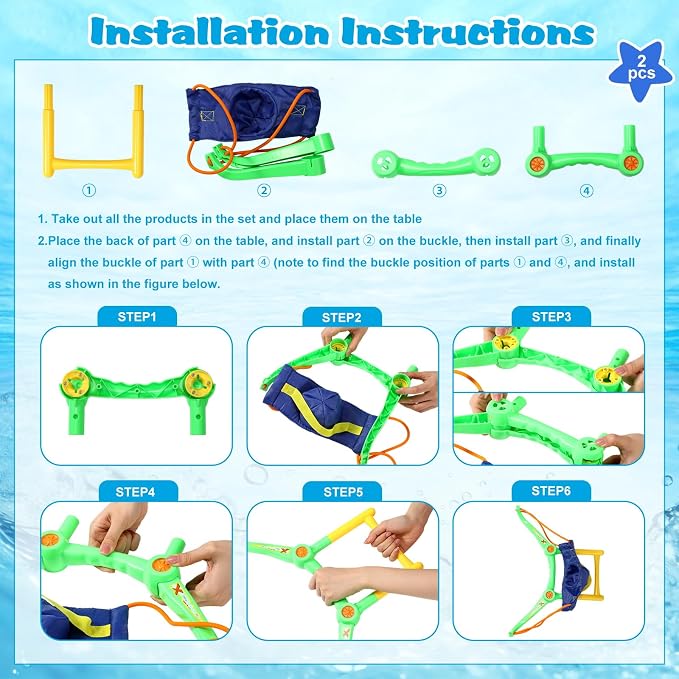 Soulchen 2 Pack Water Balloon Launcher Slingshots, Hand-held Launcher Summer Toys for Kids Outdoor Pool Beach Water Game for Boys, Girls, Teens, Adults Backyard Fight Play
