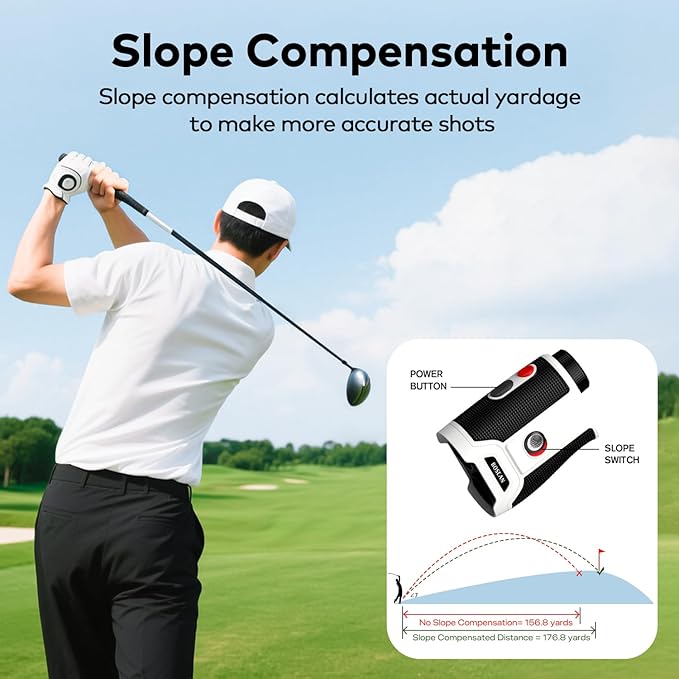 1200 Yards Range Finder Golf with Slope, 7X Magnification Range Finder, Lightweight Portable Rechargeable Rangefinder, Flag Lock Vibration, Switch for Legal, Range Finders for Golf Accessories