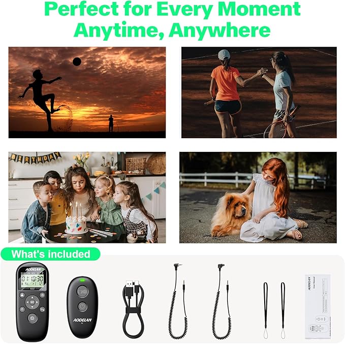AODELAN USB-C Rechargeable Intervalometer Timer Remote Control, Wireless Shutter Release for Canon EOS RP R6 Rebel T7 T6 T5 T3 SL2 5D Mark II III IV 6D Mark II 7D Mark II 7D Series 5D Series
