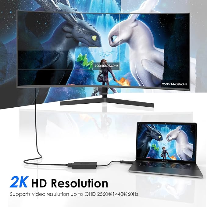 WAVLINK USB 3.0 or USB C to Dual HDMI Adapter, HDMI Splitter Extended Display for Dual Monitors, Support 3 Separate Screens for Windows, MacOS, Thunderbolt 3/4, 1080P@60Hz