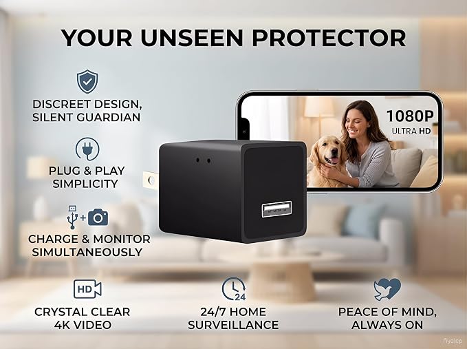 Mini Hidden Camera Detection in USB Charger - HD 1080P Wireless WiFi Nanny Cam, Indoor Home Security Camera with APP Remote Viewing, Motion Detection Alert for Baby/Pet Monitoring