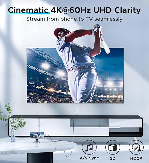 WARRKY 4K 60Hz USB C to HDMI Cable 3.3ft 2Pack [Anti-Interference Gold-Plated Plugs] Aluminum Type-C to HDMI 2.0 Cord, Thunderbolt 3/4/5 Compatible for iPhone 15/16 Series, MacBook, iMac, iPad, Galaxy