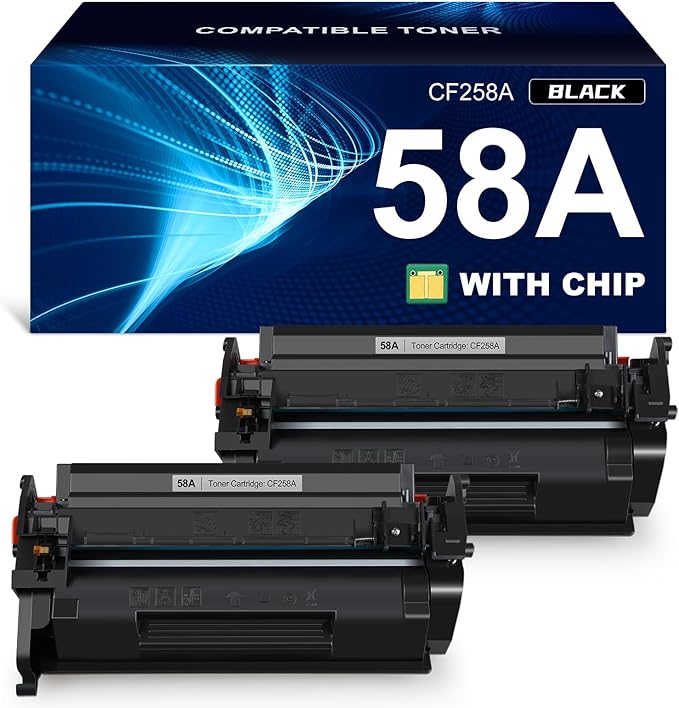 58A Toner Cartridge Black (with chip) Compatible Replacement for HP 58A CF258A 58X CF258X Work with HP Laser MFP M428fdw M428fdn M428dw Pro M404n M404dn M404dw M406dn M430f M404 M428 Printer, 2-Pack