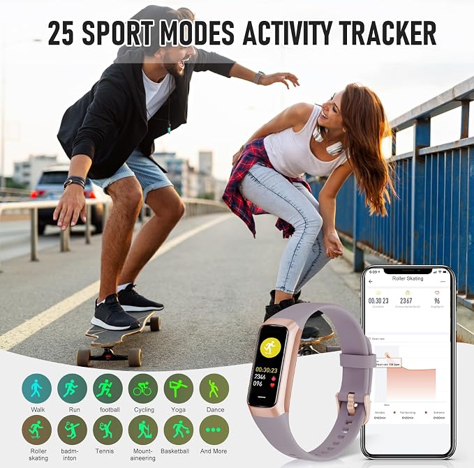 Fitness Tracker with 24/7 Heart Rate, Health Tracker with Calories Sleep Monitor, 1.10''AMOLED Touch Color Screen, Step Counter Activity Pedometer Smart Watch for Women Men