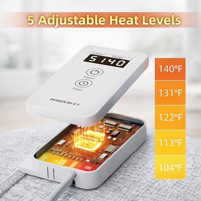 Under Desk Heater, Foot Warmer with Foot Heating Pad, Quiet 195W Under Desk Foot Warmer with Detachable Blanket for Office Home, Energy-Saving 5 Temperature Levels Timer Grey Cuboid UEMUSI